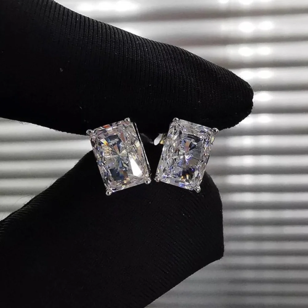 5.39Ct+ EMERALD Bridge Open Gallery Double Prongs Setting Emerald Cut VVS1